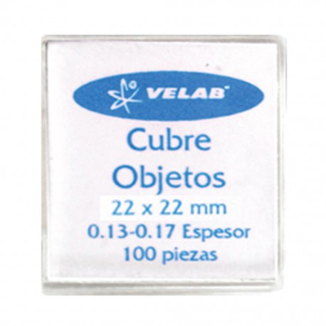 CUBRE OBJETOS DE VIDRIO No.1 ESPESOR DE 0.13 A 0.16 MM DE 22x22 MM MARCA VELAB - Envío Gratuito